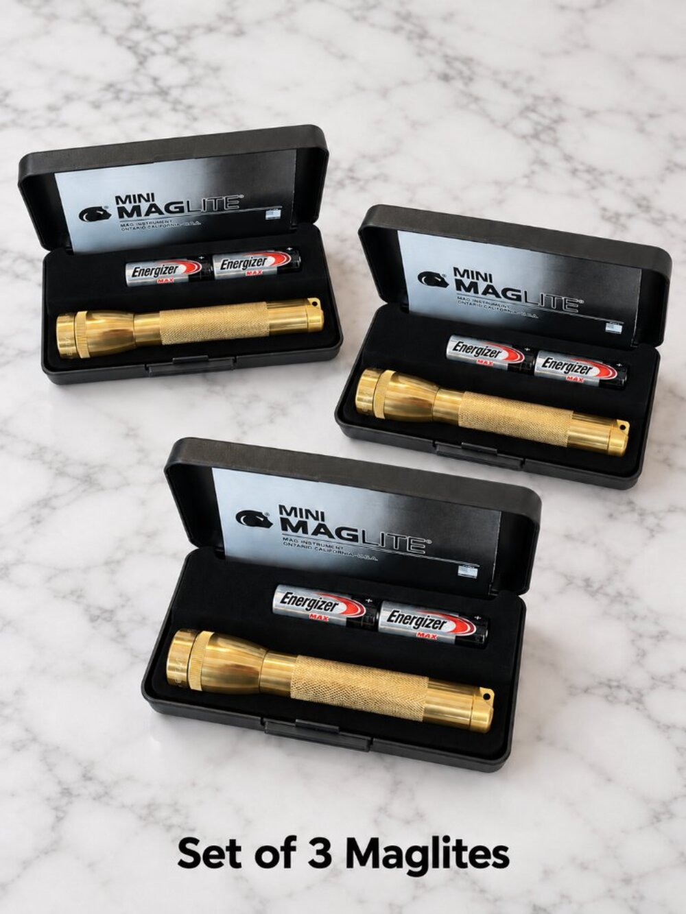 ⭐️ $30 SET OF 3 - MAGLITE GOLD FLASHLIGHT IN BOX  | LIMITED COLOR EDITION | NEW